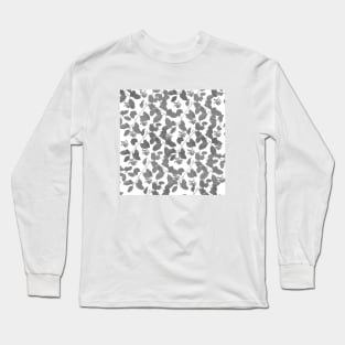 Grey Leaves pattern, grey, white, leaves, minimal, decor, Long Sleeve T-Shirt